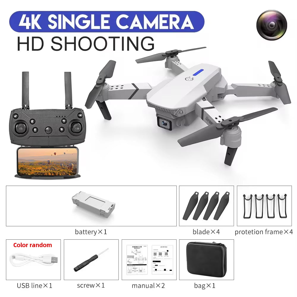 KDBFA 2024 New E88 Pro WIFI FPV Drone Wide Angle HD 4K 1080P Camera Height Hold RC Foldable Quadcopter Dron Helicopter Toys Gift